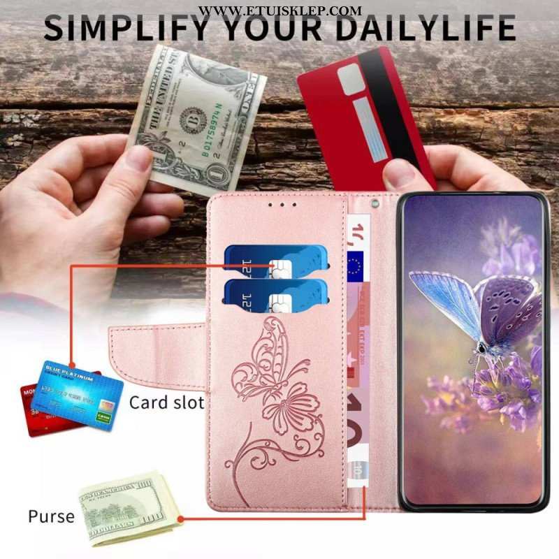 Etui Folio do Samsung Galaxy S23 Ultra 5G Dwukolorowy Barokowy Motyl